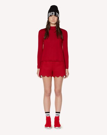 REDValentino Scallop detail wool Cashmere shorts