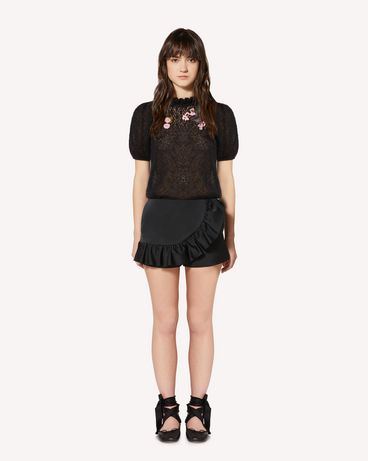 REDValentino Ruffle detail soft duchesse shorts
