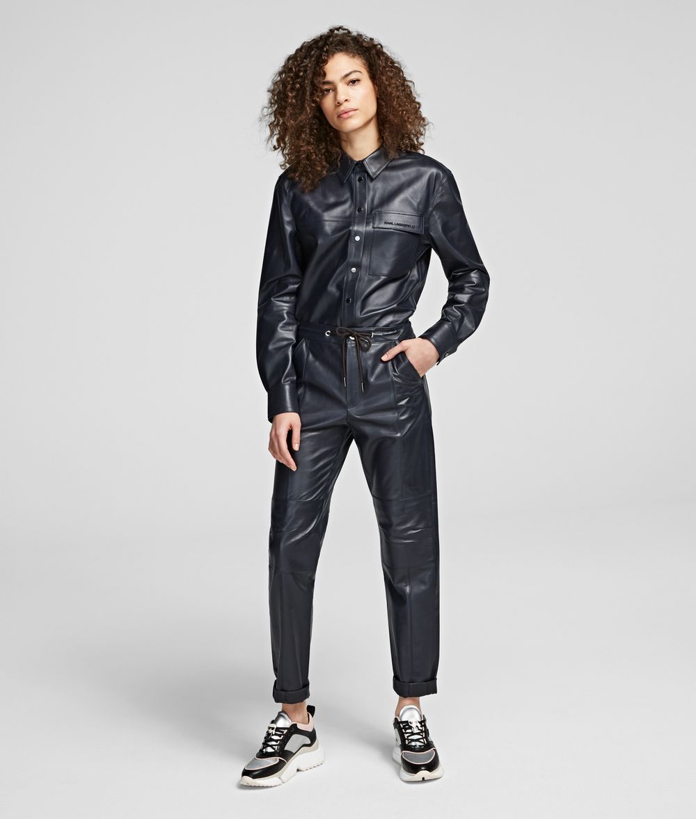 KARL LAGERFELD Cargo Leather Pants Pants Woman f