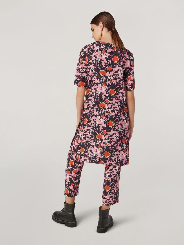 Trouser Marni Trousers in viscose sablé Buds print with elasticized waist Woman