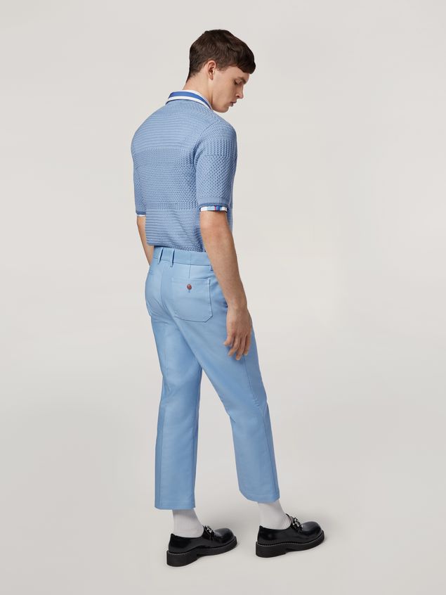 Trouser Marni Trousers in compact cotton satin pale blue Man