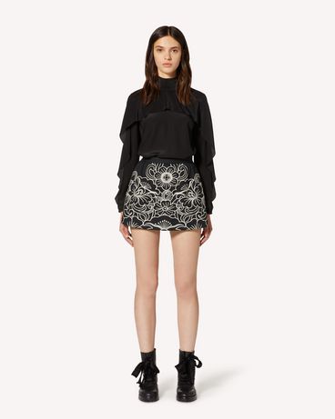 REDValentino Floral embroidered cotton gabardine shorts