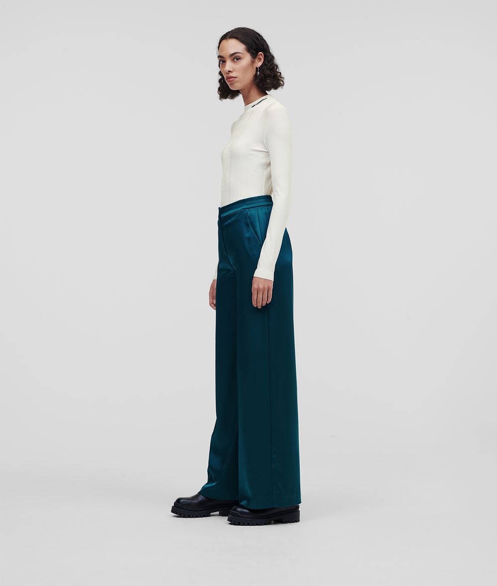 Satin Wide Leg Trousers | Karl 