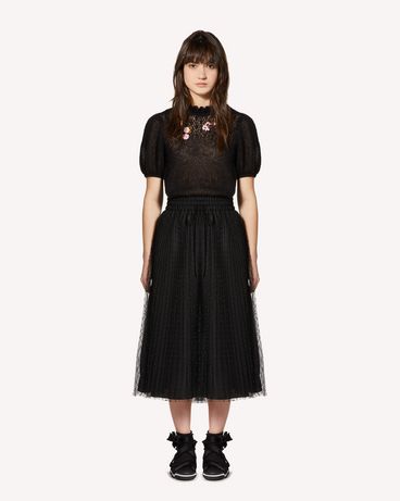 REDValentino Swallows and flowers embroidered mohair sweater