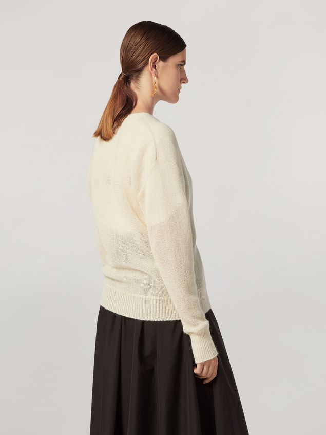 Cardigan Marni Cardigan in alpaca with abstract and floral pattern Woman