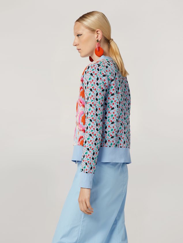 Cardigan Marni Cardigan in jacquard di cotone e nylon con motivo astratto e florale Donna
