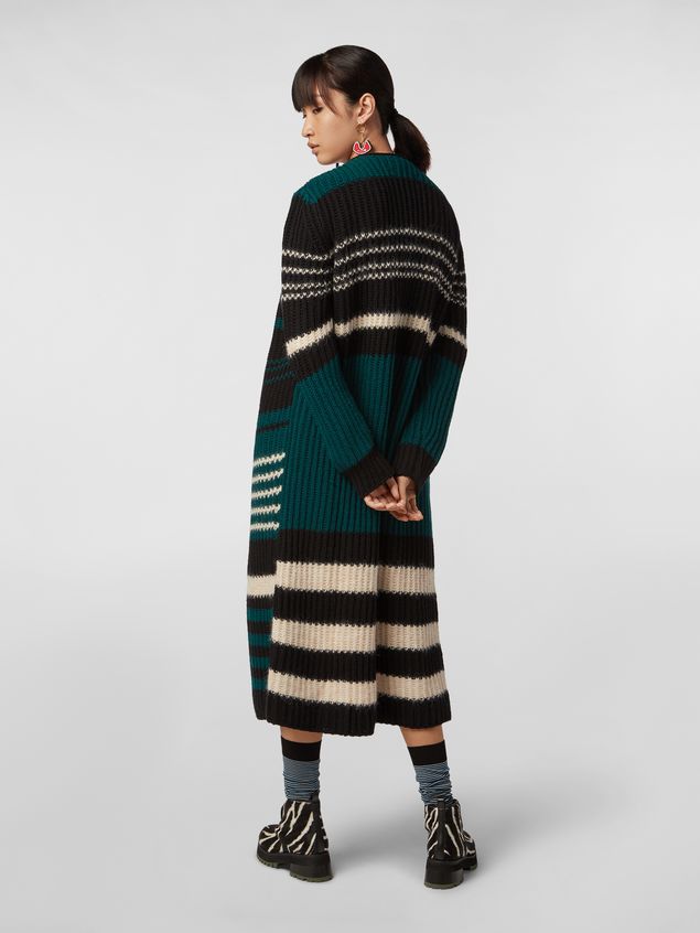 Cardigan Marni Cardigan extra-lungo WANDERING IN STRIPES in lana vergine e alpaca Donna