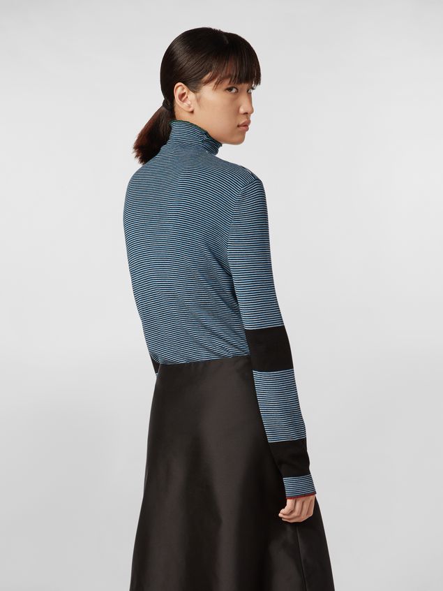 Medium Sleeve Jumper Marni WANDERING IN STRIPES thin-striped wool turtleneck knit blue Woman