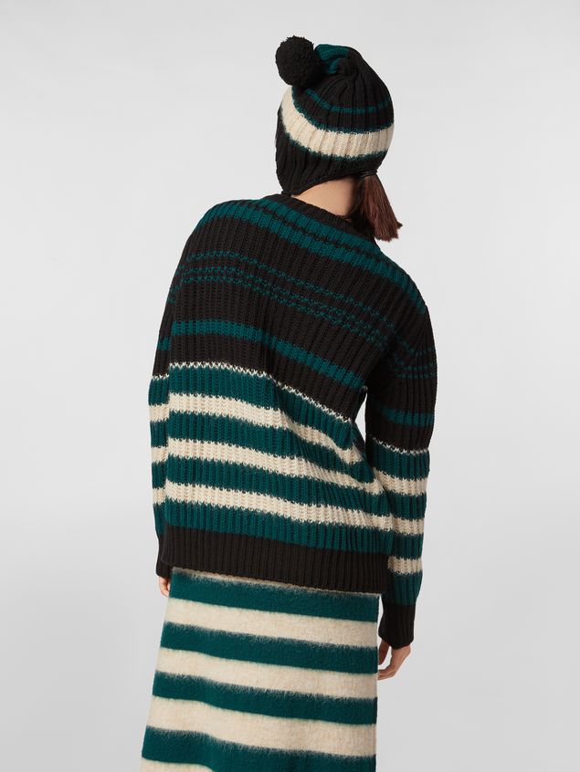 Medium Sleeve Jumper Marni WANDERING IN STRIPES crewneck knitted sweater in virgin and alpaca wool Woman