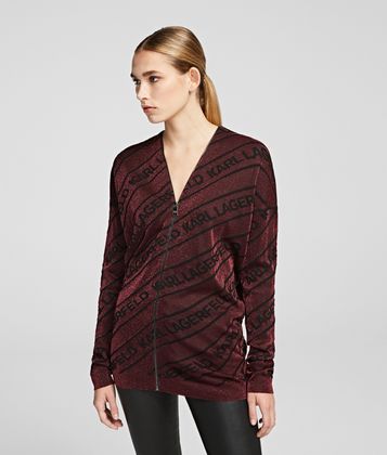 KARL LAGERFELD LOGO LUREX CARDIGAN