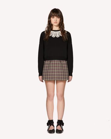 REDValentino Macramé collar detail wool sweater