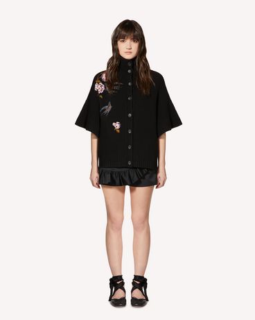 REDValentino Swallows and flowers embroidered wool cardigan