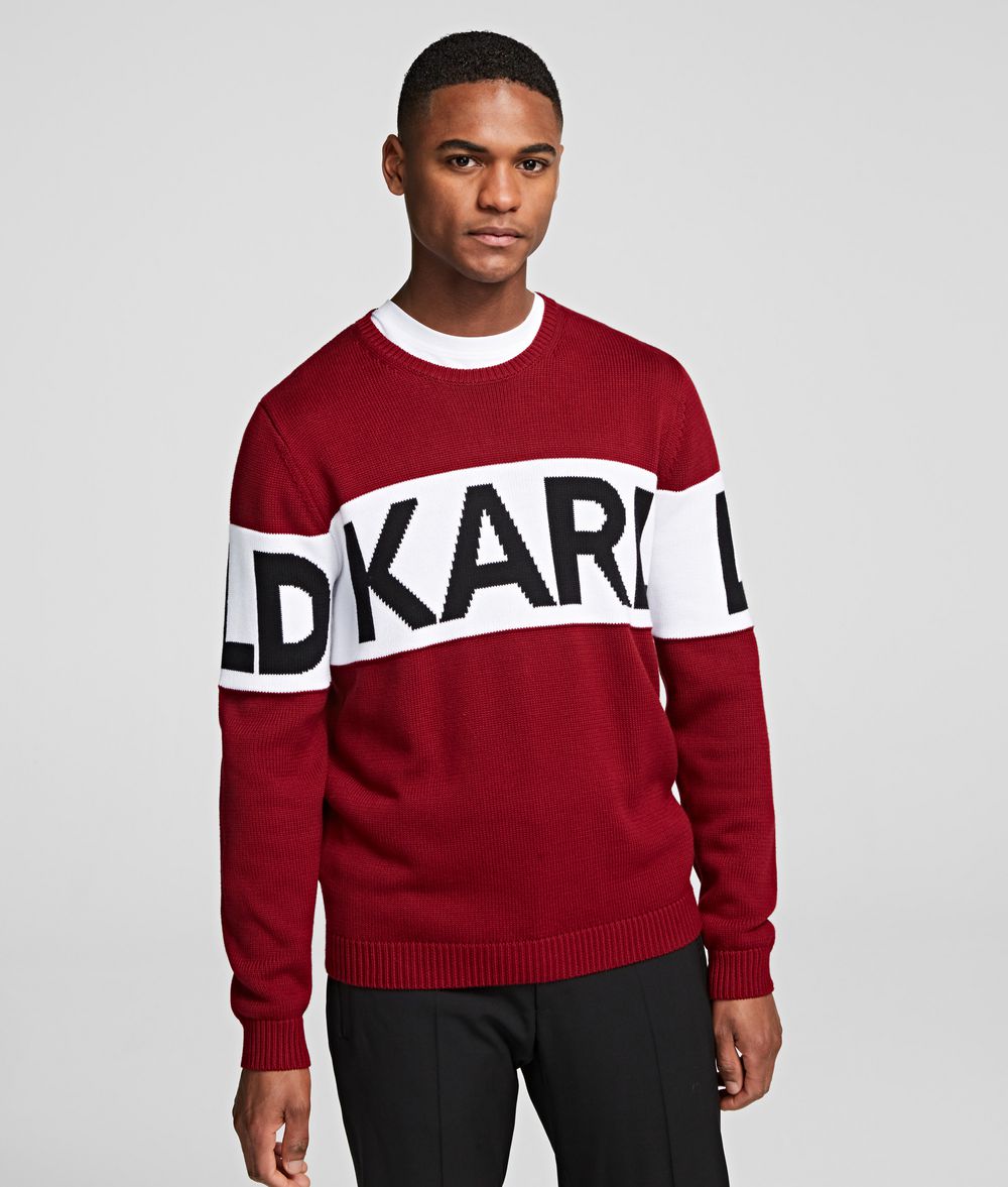 KARL LAGERFELD BLOCK LOGO KNIT JUMPER Sweater Man f