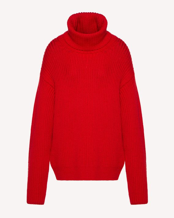 red knit sweater