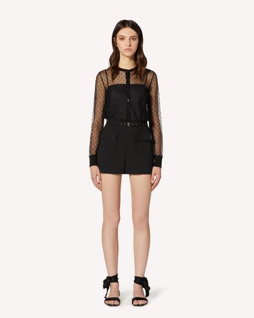 REDValentino Cardigan in lana e tulle point d'esprit