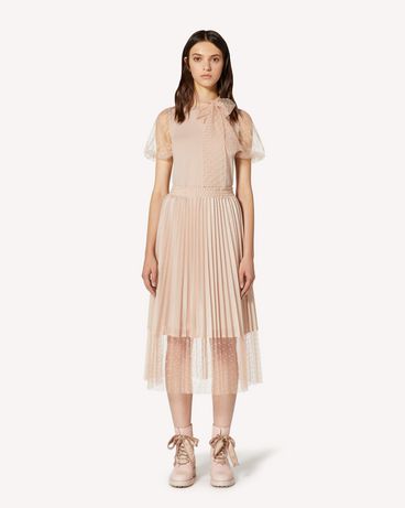 REDValentino Wool knit and tulle point d'esprit top