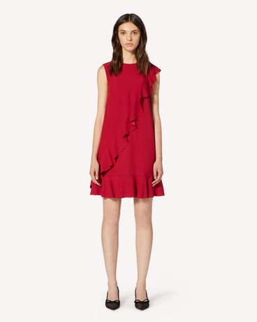 REDValentino Satin-backed crepe dress with ruffle detail