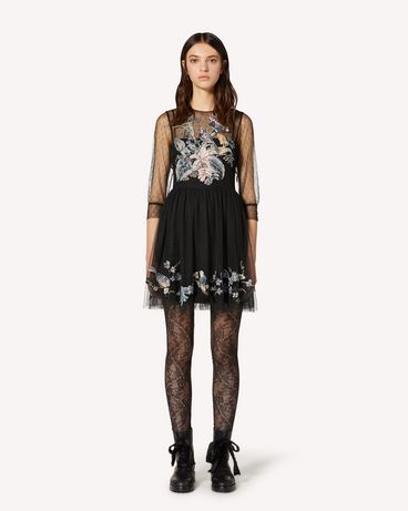 REDValentino Antique Flowers embroidered point d'esprit tulle dress