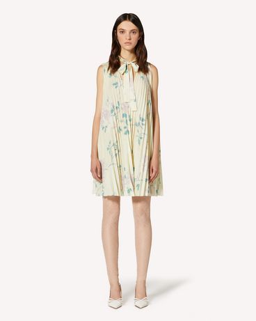 REDValentino Jasmine Vines printed crepe de chine pleated dress