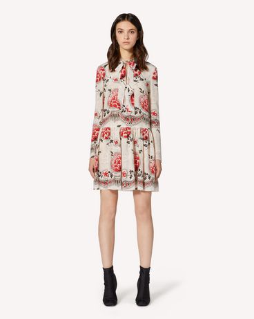 REDValentino Abito in seta stampa Fiori Puntinati