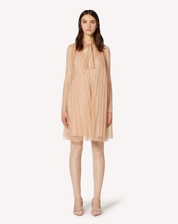 REDValentino Glitter polka dot tulle pleated dress