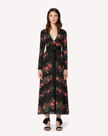REDValentino Floral Flounces printed silk dress