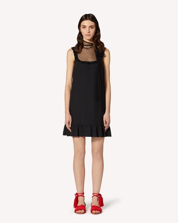 REDValentino Satin-backed crepe and point d'esprit tulle dress