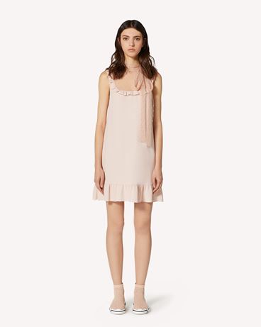 REDValentino Satin-backed crepe and point d'esprit tulle dress