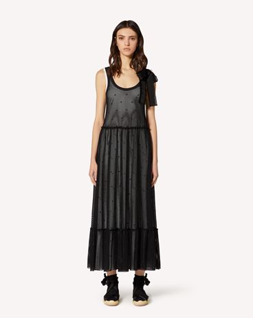 REDValentino Mesh jersey dress with point d'esprit pattern