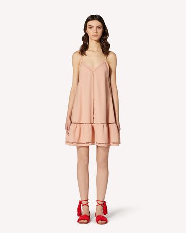 REDValentino Satin-backed crepe dress with openwork embroidery
