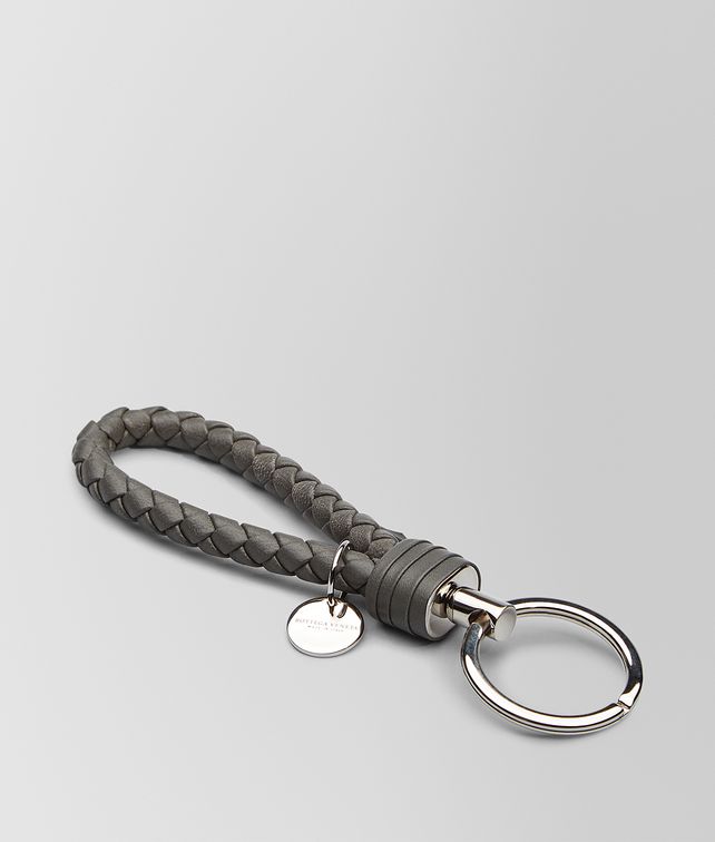 BOTTEGA VENETA LIGHT GRAY INTRECCIATO NAPPA KEY RING Other Accessories E fp