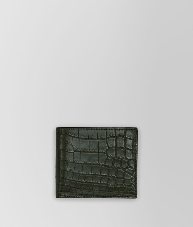 BOTTEGA VENETA DARK MOSS CROCODILE WALLET Small Wallet Man fp