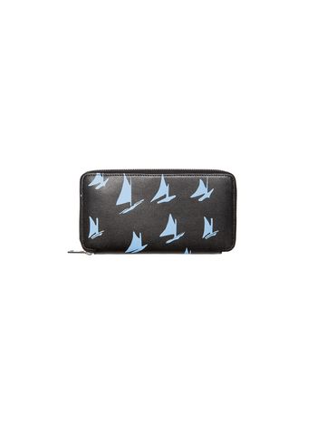 Marni Zipper wallet in black and blue calfskin with Sail print Man