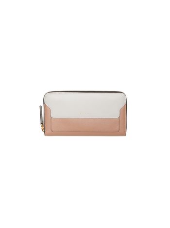 Marni Zip around wallet in two-color pink saffiano calfskin Woman