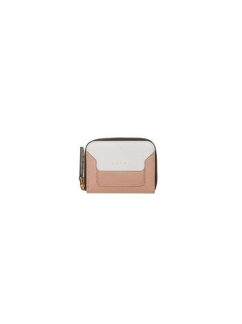 Marni Mini wallet in two-color pink saffiano calfskin Woman