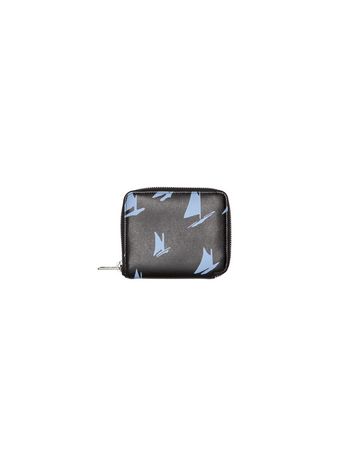 Marni Wallet in black and blue calfskin with Sail print Man