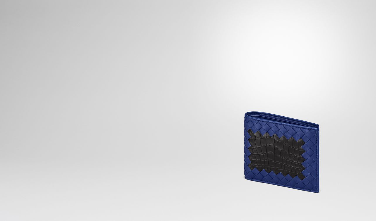 cobalt blue intrecciato nappa nero crocodile wallet landing