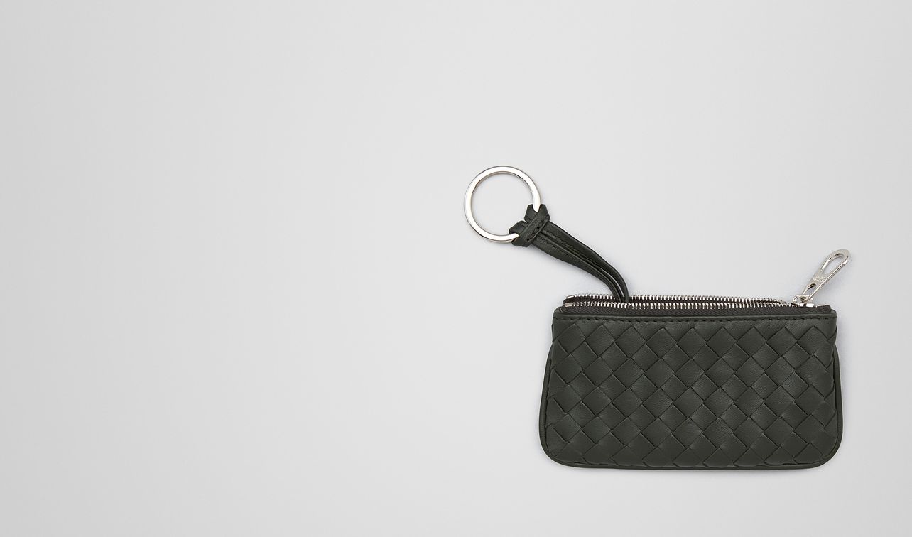 dark moss intrecciato nappa key case landing