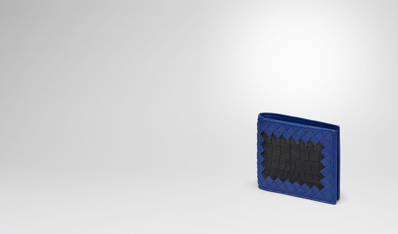 cobalt blue intrecciato nappa nero crocodile wallet landing
