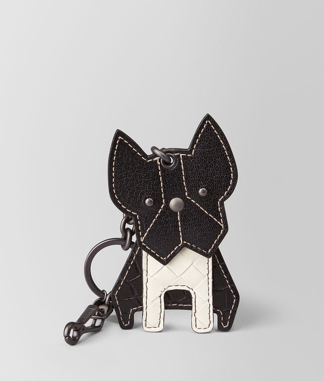 BOTTEGA VENETA NERO GOAT/INTRECCIATO NAPPA CHARM Keyring or Bracelets E fp