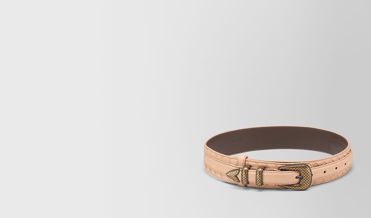 peach rose intrecciato nappa belt landing