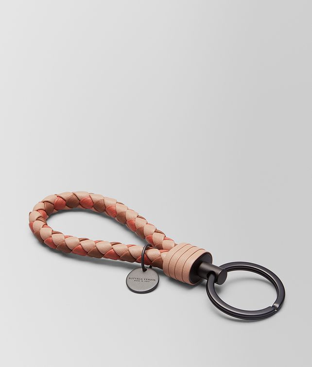 BOTTEGA VENETA PEACH ROSE INTRECCIATO LAMB CLUB KEY RING Keyring or Bracelets E fp