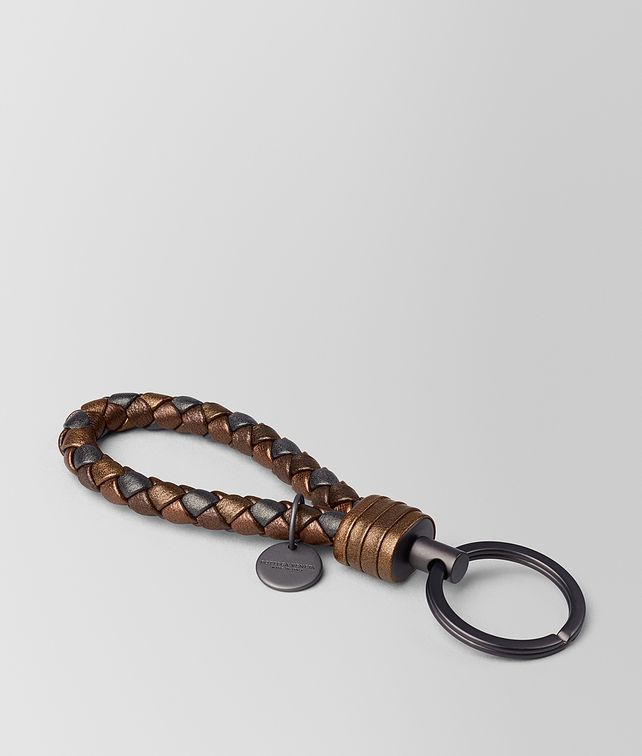 BOTTEGA VENETA DARK BRONZE INTRECCIATO NAPPA KEY RING Keyring or Bracelets E fp