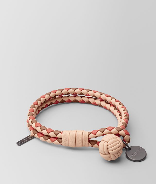 BOTTEGA VENETA PEACH ROSE INTRECCIATO LAMB CLUB BRACELET Keyring or Bracelets E fp