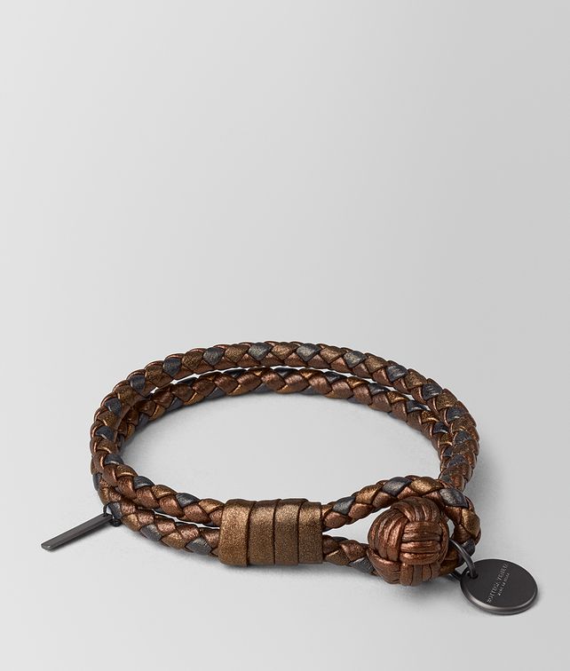 BOTTEGA VENETA DARK BRONZE INTRECCIATO NAPPA BRACELET Keyring or Bracelets E fp