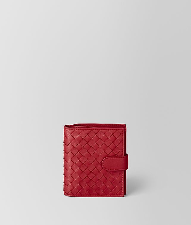 BOTTEGA VENETA CHINA RED INTRECCIATO NAPPA MINI WALLET Small Wallet Woman fp