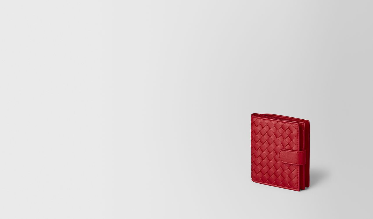 portafoglio mini in intrecciato nappa china red landing