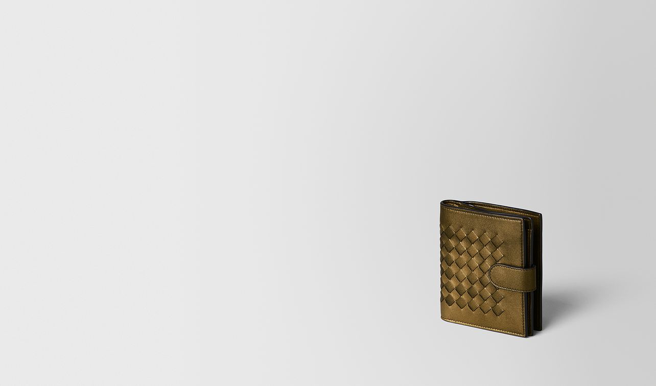 dark gold intrecciato nappa mini wallet landing