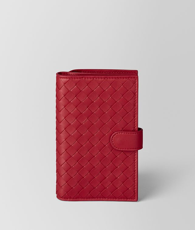 BOTTEGA VENETA PORTEFEUILLE FRANÇAIS EN CUIR NAPPA INTRECCIATO CHINA RED Portefeuilles grand format Femme fp