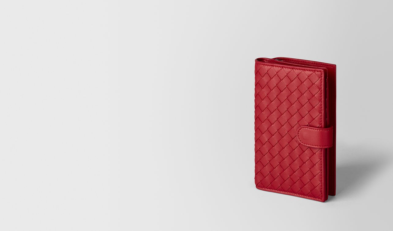china red intrecciato nappa french wallet landing